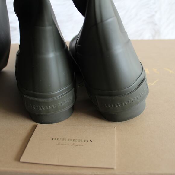 Burberry Tall Rain Boots Olive Plaid Check - Picture 8 of 11